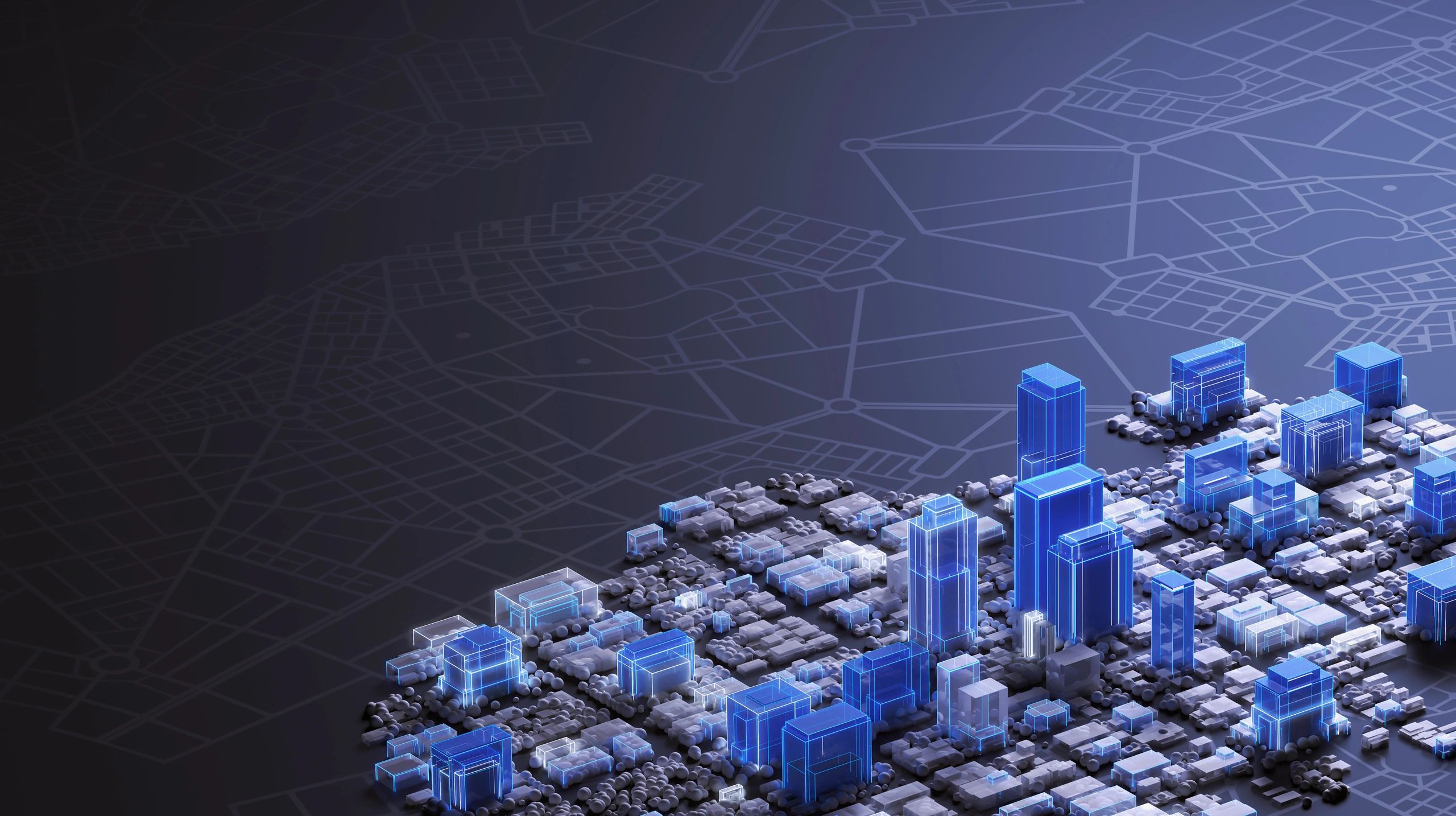Technology city network illustration representing enterprise digital environments